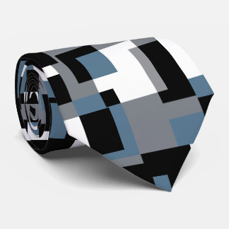 Blå, Grått, Svarta och vita Abstrakten Mönster Slips