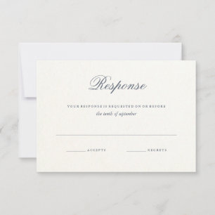 Blå Grått-text för Bröllop-svarskort OSA Kort