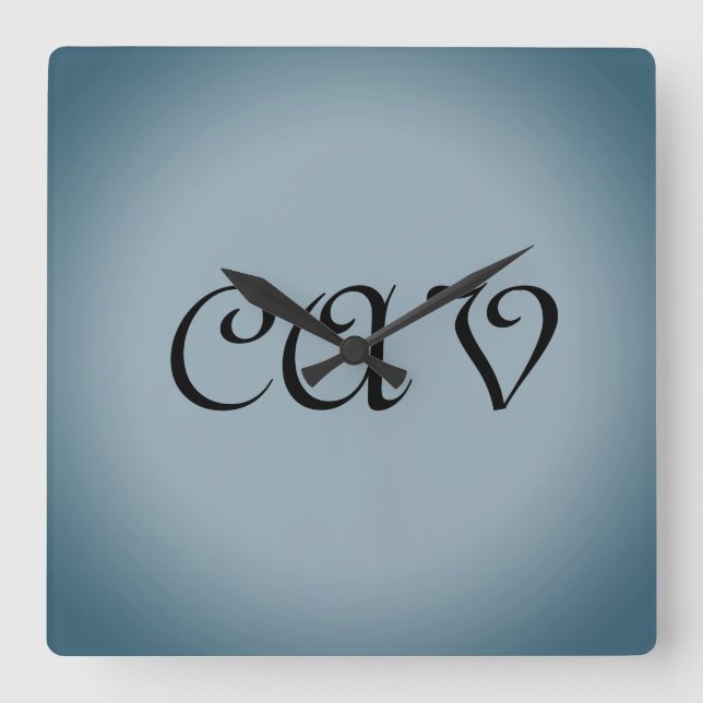 Blå Grått-ur och vakter Fyrkantig Klocka (Framsida)