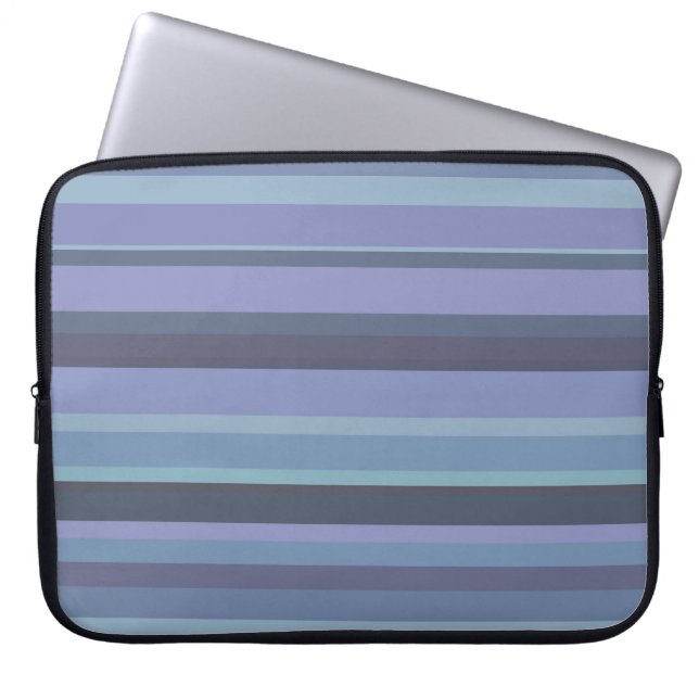Blå-grått-vågrät rand laptop sleeve (Framsidan)