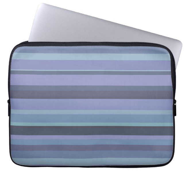 Blå-grått-vågrät rand laptop sleeve (Framsidan)
