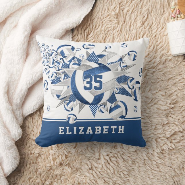 blå grått volleybullstjärnor stjärnor girig sportd kudde (Filt)