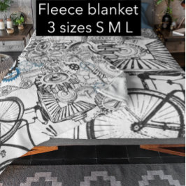 Blå Grått White Gears Steampunk Boys Decor Ull Fleecefilt