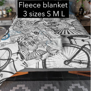Blå Grått White Gears Steampunk Boys Decor Ull Fleecefilt