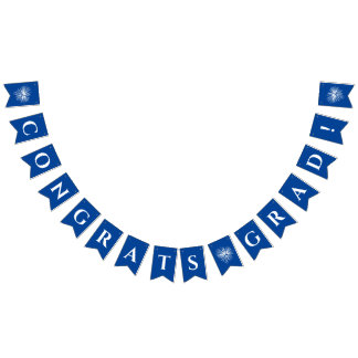 Blå | Gratulerar Grad Bunting Flaggor w/Fireworks