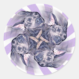 Blå Great dane PinWheel Stickers Runt Klistermärke