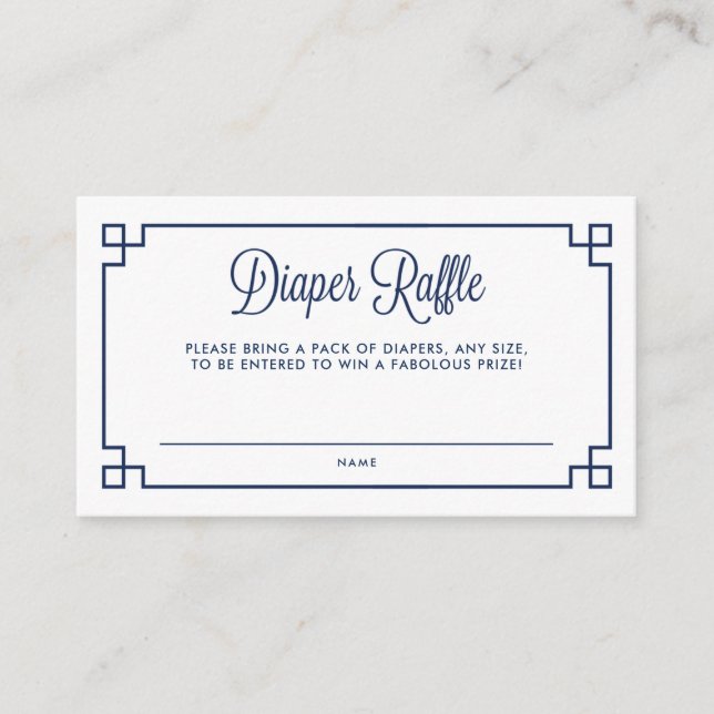 Blå grekisk Nyckel Mönster Diaper Raffle Baby Show Tilläggskort (Framsida)