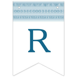 Blå grekisk toga födelsedagsfest med sten element vimplar