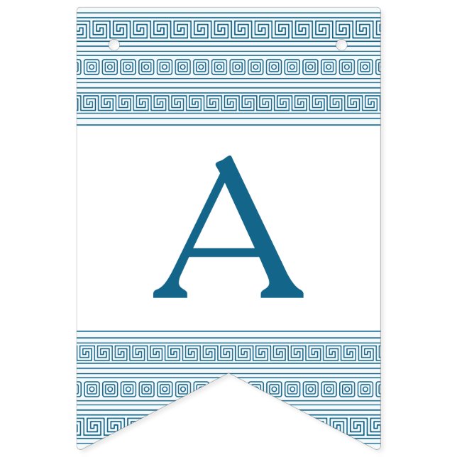 Blå grekisk toga födelsedagsfest med sten element vimplar (Tredje flaggan)