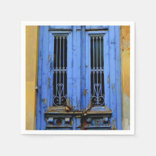 Blå grekiska dörr servetter. pappersservett