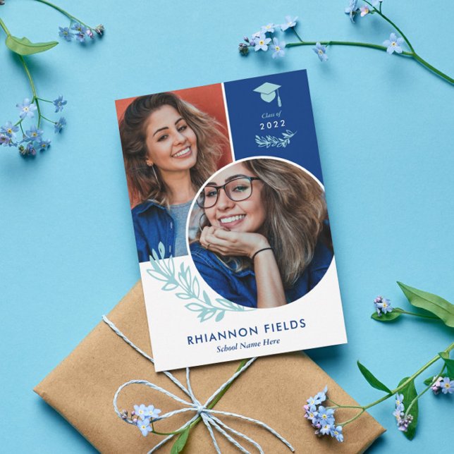 Blå grekiska överlappande foton Student Inbjudningar (Skapare uppladdad)
