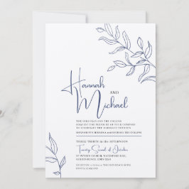 Blå gren i lövens skisch-bröllopsinbjudan inbjudningar