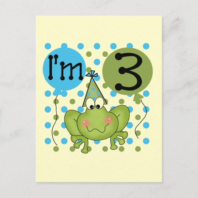 Blå grodd 3:e födelsedag Tshirts och gåvor Vykort (Framsida)
