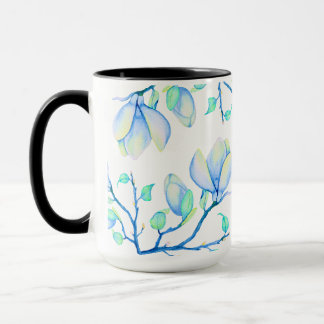 Blå Grön Akvarell Magnoliagren Botanisk Mugg