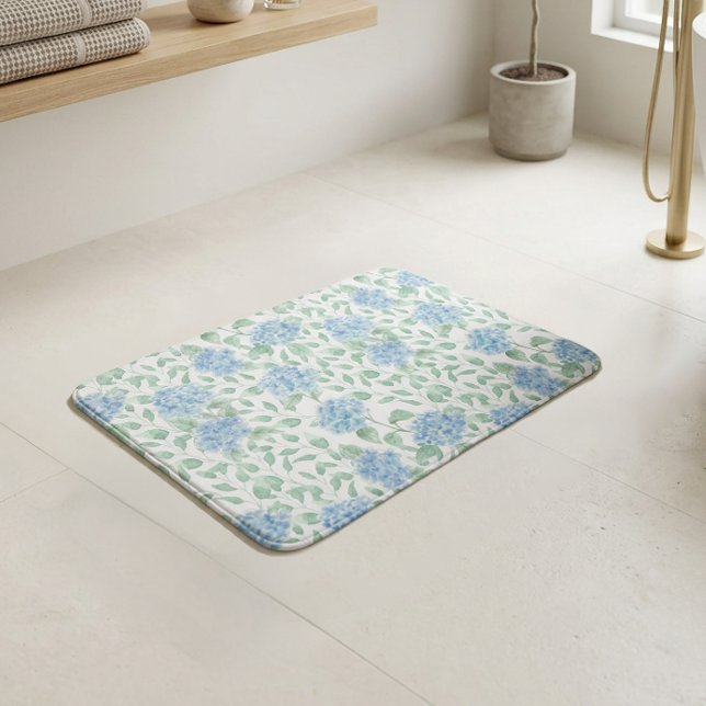 Blå Grön Akvarell Vildblomma Badrumsmatta (Blue Green Watercolor Wildflower Bath Mat)