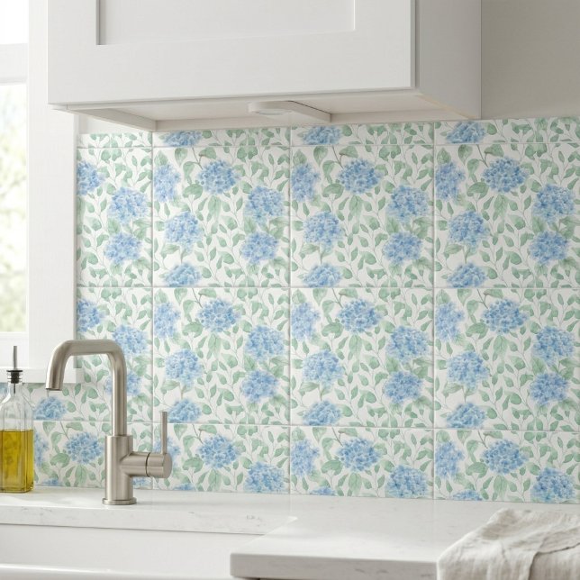 Blå Grön Akvarell Vildblomma Kakelplatta (Blue Green Watercolor Wildflower Ceramic Tile)