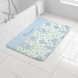 Blå Grön Akvarell Vildblomma Monogram Badrumsmatta
