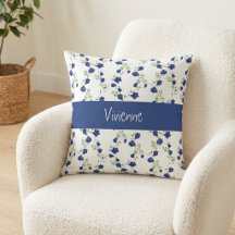 Blå Grön Akvarell Vildblomma Monogram Namn