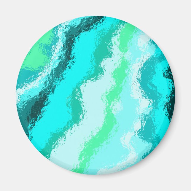 Blå Grön Aqua Målerisk Skrovlig Stil Magnet (Framsidan)