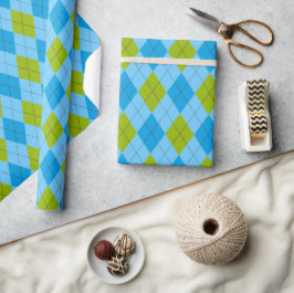 Blå & Grön Argyle Golf Presentpapper