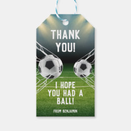 Blå Grön Fotbollsarena Sporttema Födelsedag Presentetikett