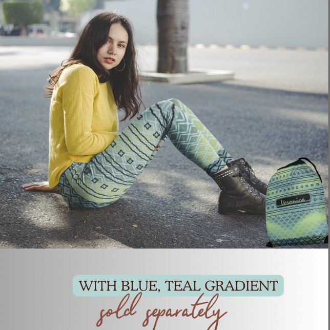 Blå Grön Gradient Mönster Leggings (blue green mix pattern gradient leggings)