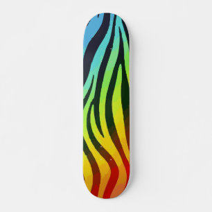 Blå, Grön, Gul och Orange Gradient Zebrastämpel Mini Skateboard Bräda 18,5 Cm