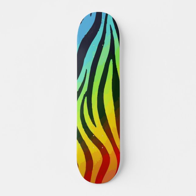 Blå, Grön, Gul och Orange Gradient Zebrastämpel Mini Skateboard Bräda 18,5 Cm (Framsida)