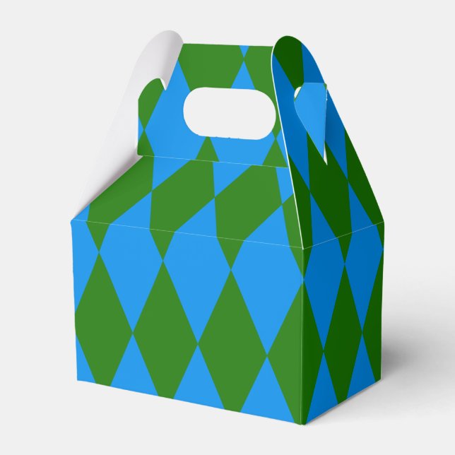 Blå Grön Harlekin Rutig Design  Presentaskar (Framsidan Sidan)