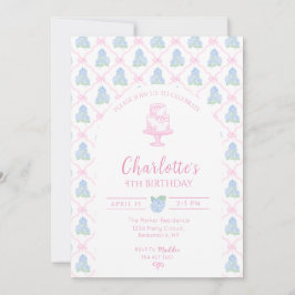 Blå Grön Hortensia Rosa Band Trädgallret Inbjudningar