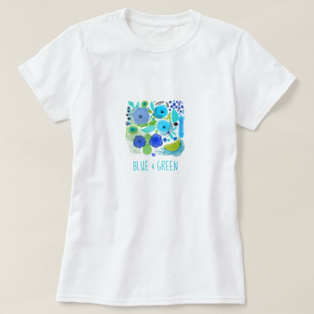 Blå & grön  Illustrerad t-shirt kollektion (Design framsida)