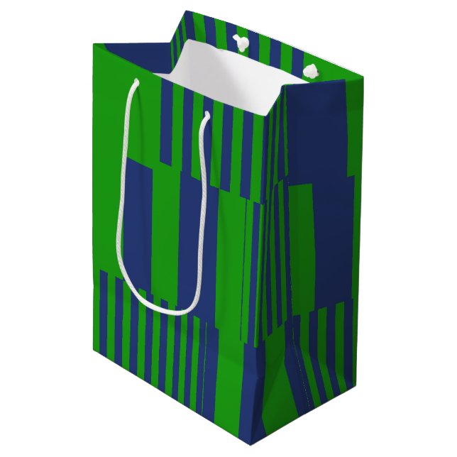 Blå Grön Lapptäcke Randig Design  (Framsidan Vinklad)