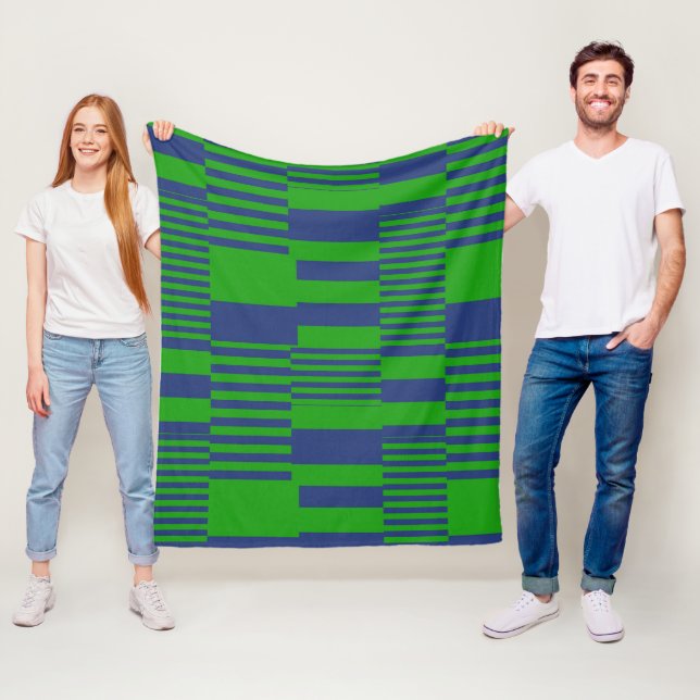 Blå Grön Lapptäcke Randig Design  Fleecefilt (På plats)