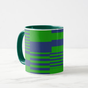 Blå Grön Lapptäcke Randig Design Mugg