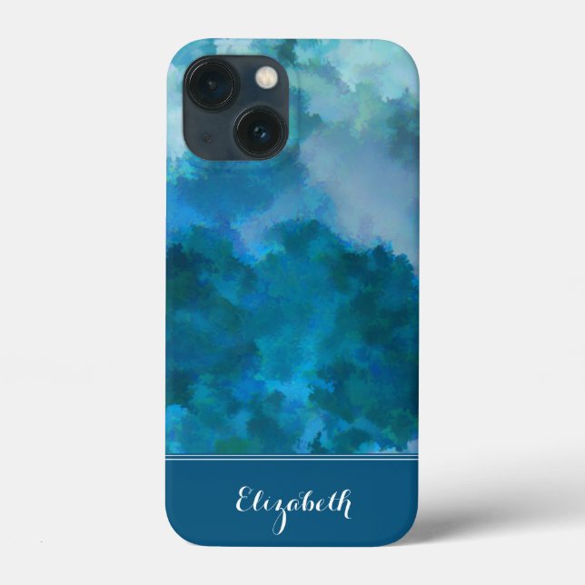 Blå & Grön Modern Akvarell Anpassad Initial (Baksida)