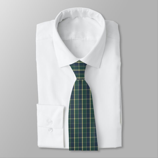 Blå Grön och Gul Plaid Herrhalsduk Slips (Bunden)