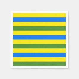 Blå Grön Och Gul Randig Design Pappersservett