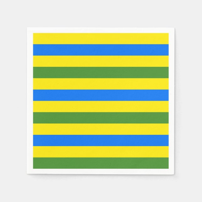 Blå Grön Och Gul Randig Design Pappersservett (Framsidan)