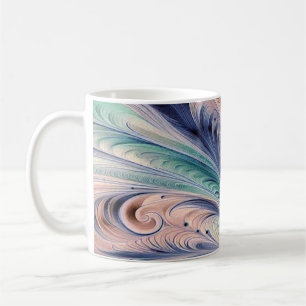 blå, grön och persikofärgad marmorering kaffemugg