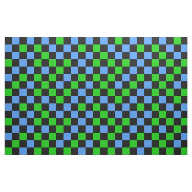 Blå Grön Och Svart Rutig Mönster  Tyg (Fat Quarter)