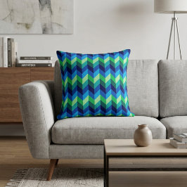 Blå Grön Ombre Chevrons Kastkudde Kudde