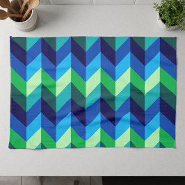 Blå Grön Ombre Chevrons Köksduk Kökshandduk