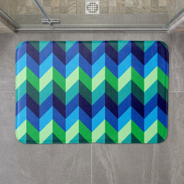 Blå Grön Ombre Chevrons Medium Baddrumsmatt Badrumsmatta