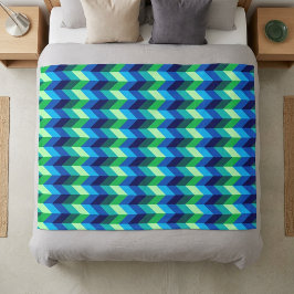 Blå Grön Ombre Chevrons Medium Fleecefilt