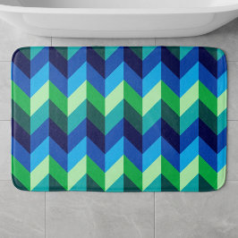 Blå Grön Ombre Chevrons Stor Baddrukmatta Badrumsmatta