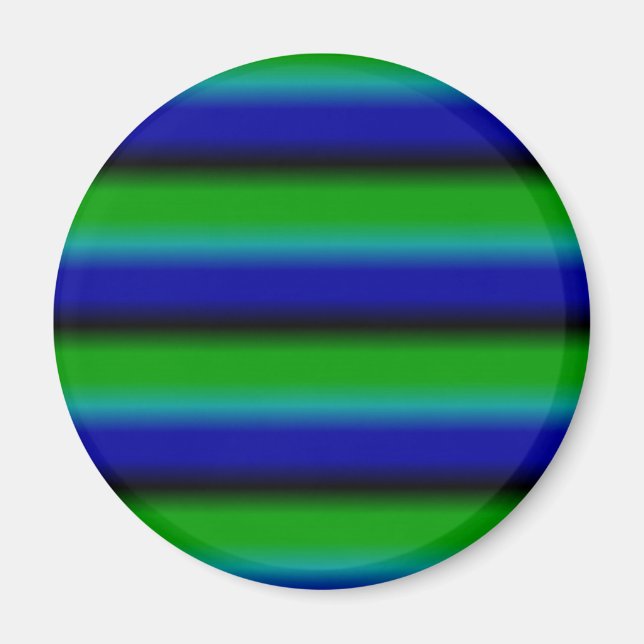 Blå Grön Regnbågsränder Magnet (Framsidan)