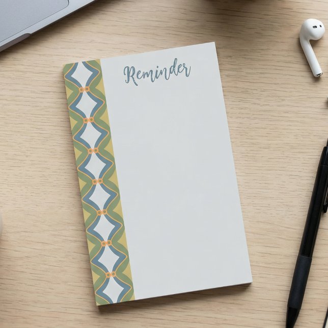 Blå Grön Retro Post-it Block (Classy and cute at the same time. Great for gifting mom, teacher or yourself. Hand drawn with love)