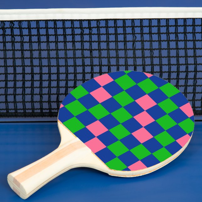Blå Grön Rosa Rutig Mönsterdesign  Pingisracket (Insitu)