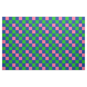 Blå Grön Rosa Rutig Mönsterdesign  Tyg