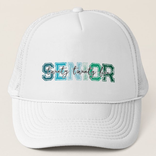 Blå Grön Senior 2025 Typografi Keps (Framsida)